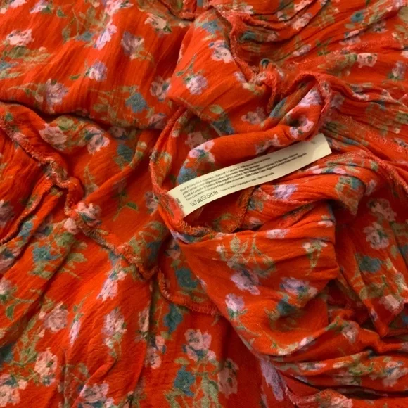 FREE PEOPLE floral print ruffled mini dress/cross back - Picture 5 of 11